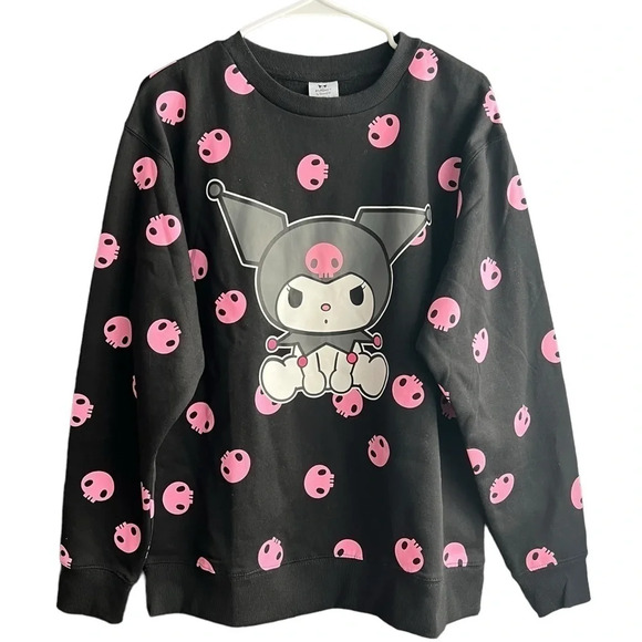 NWOT Sanrio Kuromi Black Pink-skull Sweatshirt Crewneck Size Small